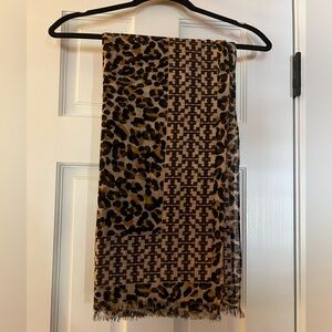 TORY BURCH ANIMAL PRINT LIGHTWEIGHT WOOL SHAWL